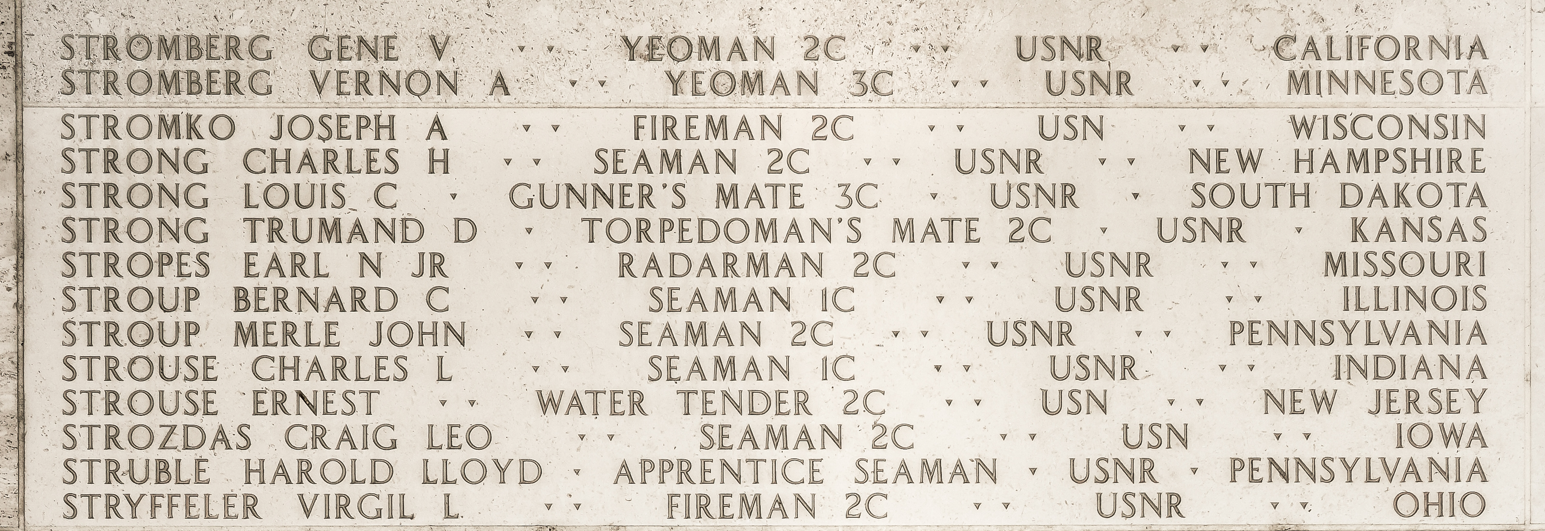 Gene V. Stromberg, Yeoman Second Class